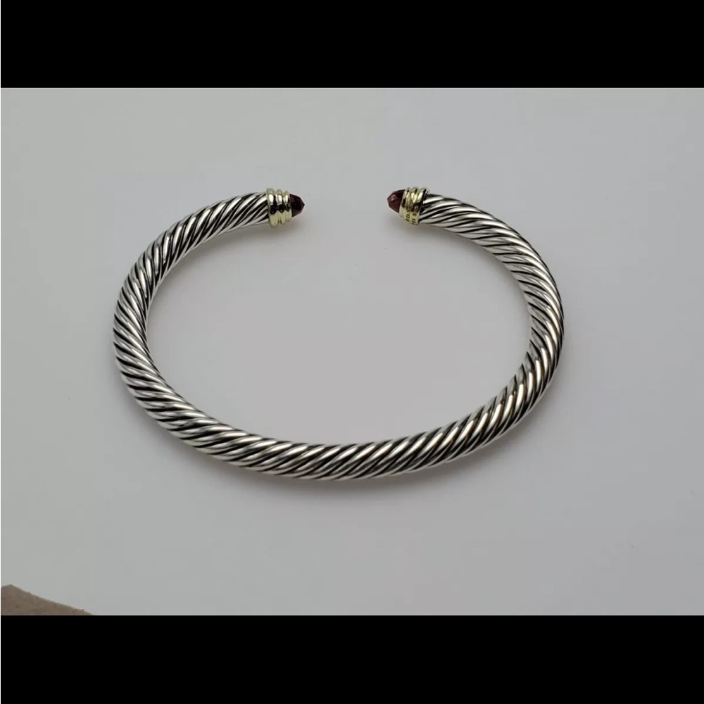David Yurman Cable Classics Bracelet with Garnet and 14K Gold, 5mm - Picture 4 of 8